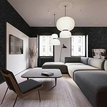 LOVADA Peel and Stick Wallpaper Black Silk Wall Paper - 15.7 x 300 Inch Self Adhesive Wallpaper Peel and Stick, Easy to Paste Wall Contact Paper for Stand Liner, Table and Door Makeover Decor