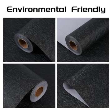 LOVADA Peel and Stick Wallpaper Black Silk Wall Paper - 15.7 x 300 Inch Self Adhesive Wallpaper Peel and Stick, Easy to Paste Wall Contact Paper for Stand Liner, Table and Door Makeover Decor