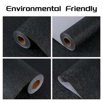 LOVADA Peel and Stick Wallpaper Black Silk Wall Paper - 15.7 x 300 Inch Self Adhesive Wallpaper Peel and Stick, Easy to Paste Wall Contact Paper for Stand Liner, Table and Door Makeover Decor