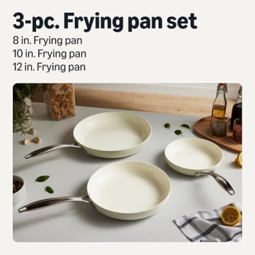 Amazon Basics Ceramic Nonstick Cookware Set - 3-Piece, Eco-Friendly, Dishwasher-Safe