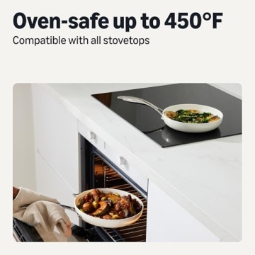 Amazon Basics Ceramic Nonstick Pan Set - 3 Pieces, Ivory