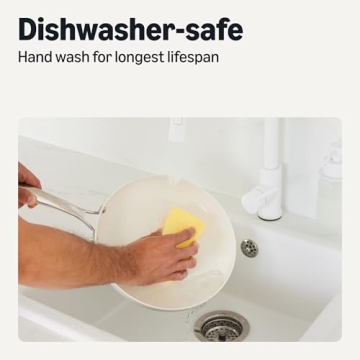 Amazon Basics Ceramic Nonstick Pan Set - 3 Pieces, Ivory