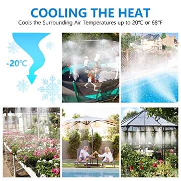 POCKET PANDA Misters for Outside Patio with Hose Timer,Misting System for Cooling Outdoor,50Ft (Blac...