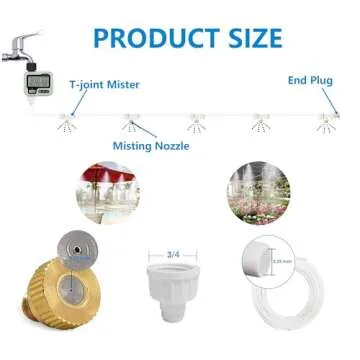 POCKET PANDA Misters for Outside Patio with Hose Timer,Misting System for Cooling Outdoor,50Ft (Black/White) for Watering Programmable,Water Mist Hose for Garden,Yard,