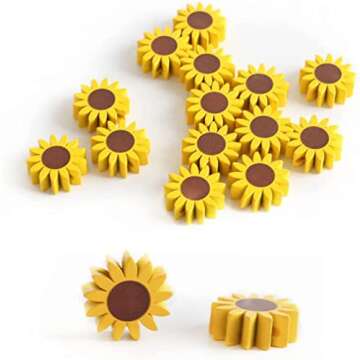 140Pcs Sunflower Wood Beads Set for DIY Craft Projects