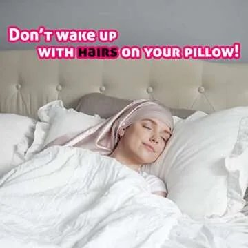 30 inch Oversized Silk Hair Wrap for Sleeping - 100% Pure 6A-Grade 22 Momme Mulberry Silk Night Sleep Bonnet for Curly Hair, Sleep Cap for Long Hair (Pale Pink)