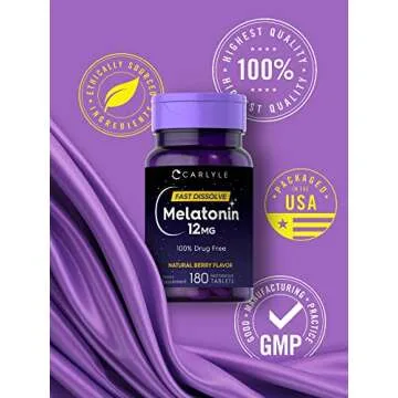 Carlyle Melatonin 12 mg Fast Dissolve Tablets for Sleep Improvement