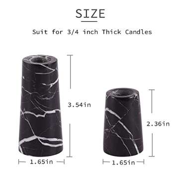 JIMEI Luxurious Marble Candle Holders Black Candlestick Holders, Set of 2 for 3/4" Taper Candles, Black and Brass Gold, Modern Candle Holders for Table Centerpiece Wedding Home Decor