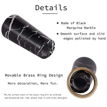 JIMEI Luxurious Marble Candle Holders Black Candlestick Holders, Set of 2 for 3/4" Taper Candles, Black and Brass Gold, Modern Candle Holders for Table Centerpiece Wedding Home Decor