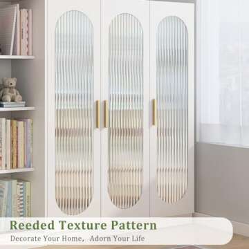 Beautyhero Window Privacy Film, Stained Glass Window Film, 3D Reeded Glass Window Film, Frosted Wind...