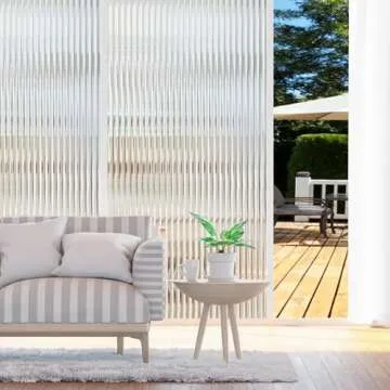 Beautyhero Window Privacy Film, Stained Glass Window Film, 3D Reeded Glass Window Film, Frosted Window Stickers for Bathroom, Adhesive Decorative Window Film UV Blocking, 17.5x78.7 in