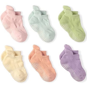 LA ACTIVE Non Slip Grip Ankle Boys and Girls Socks with Non Skid for Babies Toddlers and Kids Back t...