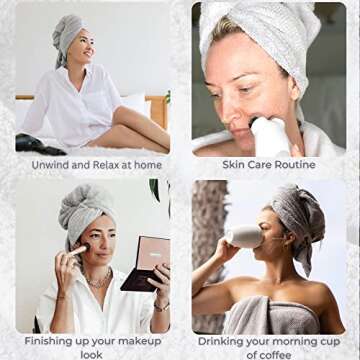 VOLO Hero Salt White Hair Towel | Ultra Soft, Super Absorbent, Quick Drying Nanoweave Fabric | Reduce Dry Time by 50% | Large Towel Wrap for All Hair Types | Anti Frizz & Anti Breakage | Microfiber
