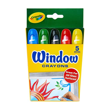 Crayola Washable Window Crayons, Glass and Window Art Supplies, Assorted Colors, 5 Count, Gift for Boys & Girls