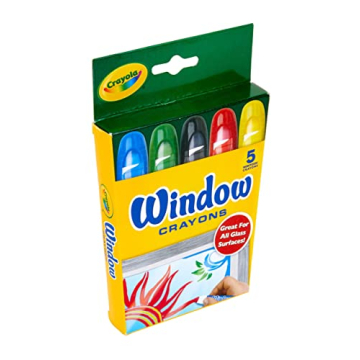 Crayola Washable Window Crayons, Glass and Window Art Supplies, Assorted Colors, 5 Count, Gift for Boys & Girls