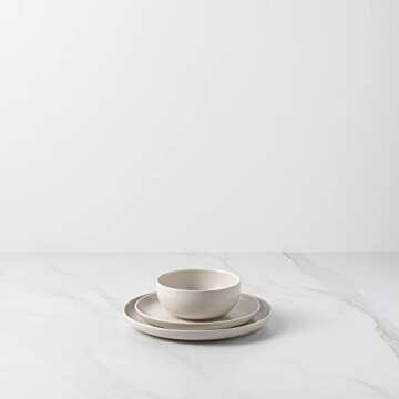 Casafina Ceramic Stoneware 18-Piece Place Setting Service for 6 with Cereal Bowls - Pacifica Collection, Vanilla | Microwave & Dishwasher Safe Dinnerware Set | Food Safe Restaurant Quality Tableware