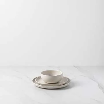 Casafina Ceramic Stoneware 18-Piece Place Setting Service for 6 with Cereal Bowls - Pacifica Collection, Vanilla | Microwave & Dishwasher Safe Dinnerware Set | Food Safe Restaurant Quality Tableware