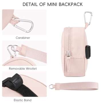 CLUCI Mini Backpack Keychain Wallet Small Wristlet Wallet for Women Zipper Coin Purse Charge Pouch with wrist strap