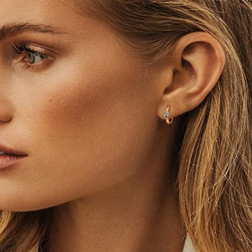 Stylish DREMMY STUDIOS Blue CZ Eye Huggie Hoop Earrings