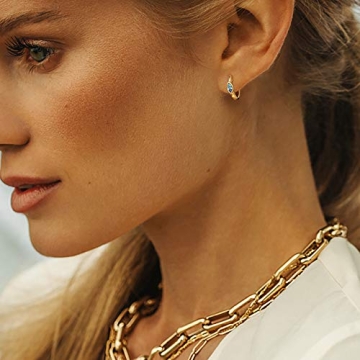 Stylish DREMMY STUDIOS Blue CZ Eye Huggie Hoop Earrings