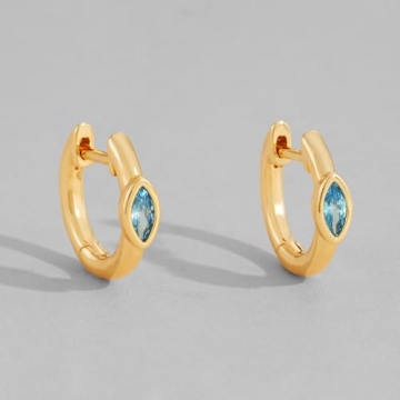 Stylish DREMMY STUDIOS Blue CZ Eye Huggie Hoop Earrings