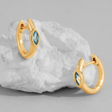 Stylish DREMMY STUDIOS Blue CZ Eye Huggie Hoop Earrings