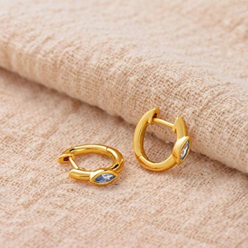 Stylish DREMMY STUDIOS Blue CZ Eye Huggie Hoop Earrings