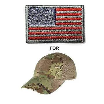 Ogrmar Tactica American Flag Embroidered Patch USA United States of America Military Uniform Emblem Pack of 2 (Grey and red)