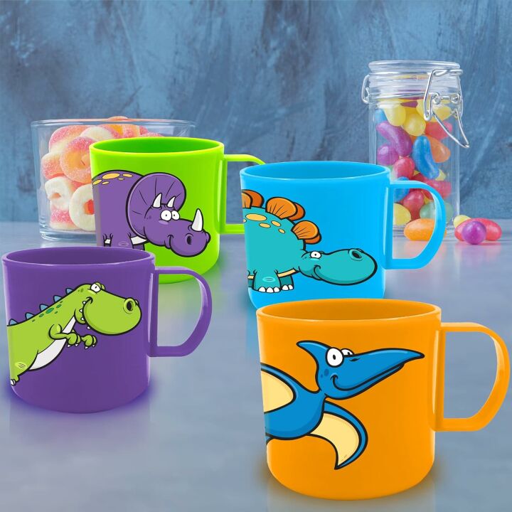 Dinosaur Mugs Set for Kids - 4 Colorful Cups