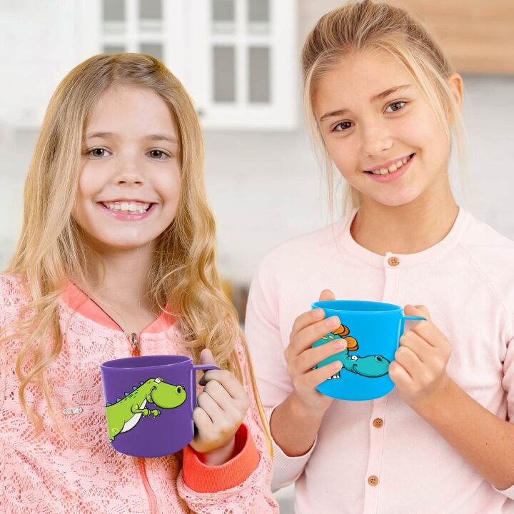 Dinosaur Mugs Set for Kids - 4 Colorful Cups
