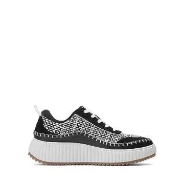 DREAM PAIRS Women Chunky City Tweed Comfortable Casual Platform Fashion Sneaker,Size 7.5,Black/White,SDFN2379W