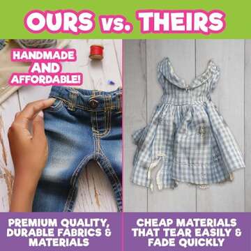 Easter Bunny Doll Pajama Set w Slippers- 18" Doll Clothes & Accessories Compatible w American Girl Dolls- 3pc PJ Outfit Set Includes Rabbit Shirt, Pants,& White Slippers- Basket Stuffer Gift for Girls