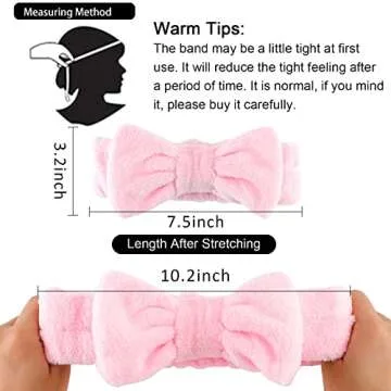 WHAVEL Hairband, 6 Count Pink Spa Headband for Washing Face, Soft Microfiber Bow Headbands, Facial Headband for Skincare, Makeup Headband for Women