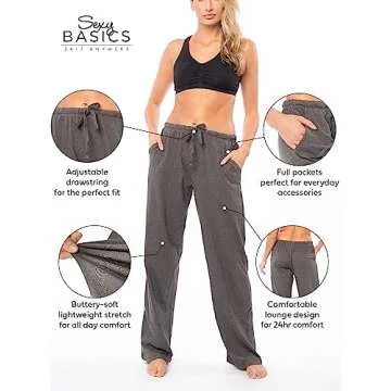 Sexy Basics 3 Pack Buttery Soft Lounge Pants for Women | Comfortable Casual Pajamas with Drawstrings...
