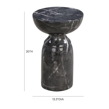 Tov Furniture Rue Faux Marble Concrete Side Table Black