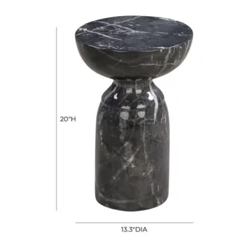 Tov Furniture Rue Faux Marble Concrete Side Table Black