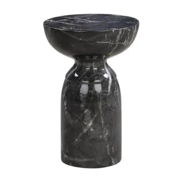 Tov Furniture Rue Faux Marble Concrete Side Table Black