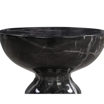 Tov Furniture Rue Faux Marble Concrete Side Table Black