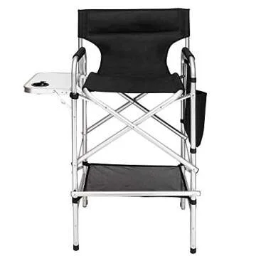 Mefeir Tall Folding Directors Chair with Side Table - Portable Comfort
