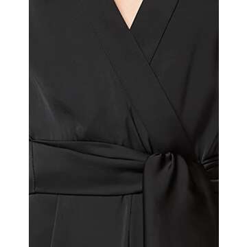 Truth & Fable Women's Deep Neck Kimono Sleeve Floral Jumpsuit, (Black), EU XS (US 0-2)