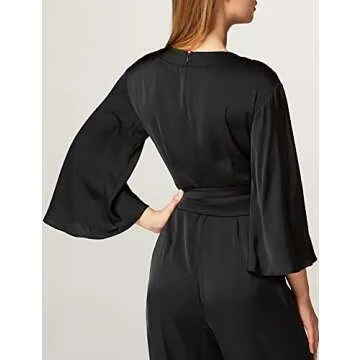 Elegant Truth & Fable Women's Floral Jumpsuit Black