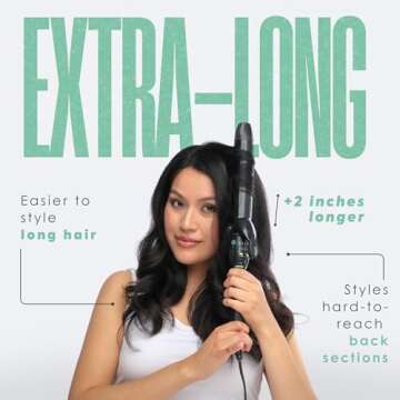 MINT Professional Extra Long Hair Curling Iron 1 1/2 inch | 2-Heater Ceramic Barrel That Stays Hot |...
