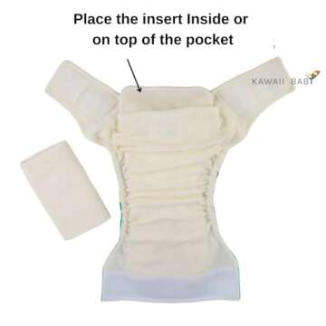 KaWaii Baby One Size Cloth Diaper Inserts 5 Layers Premium Booster Pads, No Microfiber or Fleece Ins...