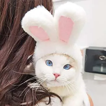 XIMISHOP Bunny Rabbit Hat for Cats and Small Dogs