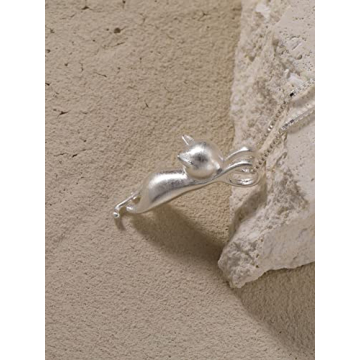 S.Leaf Sterling Silver Cat Necklace for Cat Lovers