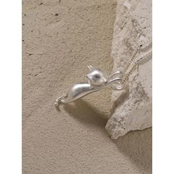 S.Leaf Sterling Silver Cat Necklace for Cat Lovers