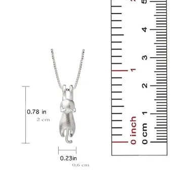 S.Leaf Sterling Silver Cat Necklace for Cat Lovers