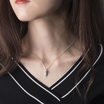 S.Leaf Sterling Silver Cat Necklace for Cat Lovers