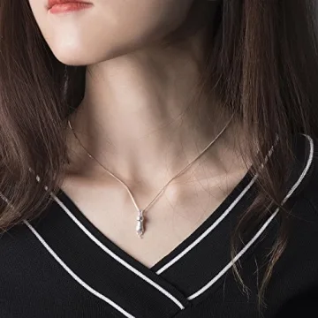 S.Leaf Sterling Silver Cat Necklace for Cat Lovers