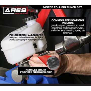 ARES 9-Piece Roll Pin Punch Set for Precision Repairs